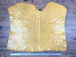Peau de veau velours gros grain reflets holographique - jaune - Maroquinerie - cuir en stock