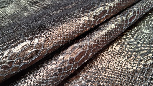 Peau de vachette métallisé cobra -bronze - maroquinerie - Cuirenstock