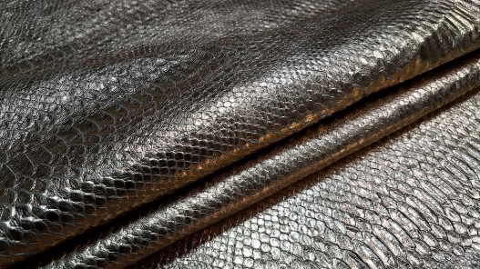 Demi peau de vachette python métallisée - cuivre - maroquinerie - cuirenstock