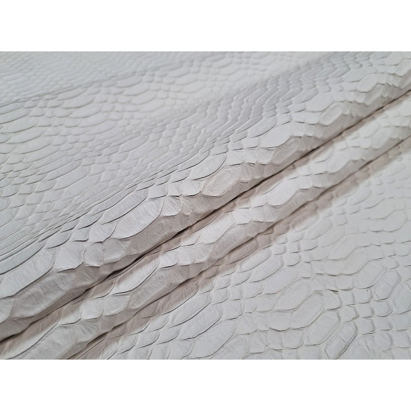 Demi-peau de vachette python - blanc -maroquinerie - cuir en stock