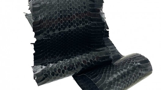 Peau de cuir de serpent véritable - serpent d'eau gris anthracite - accessoire - Cuir en Stock