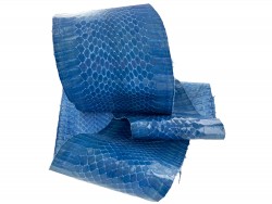 Peau de cuir de serpent véritable - serpent d'eau bleu - accessoire - Cuir en Stock