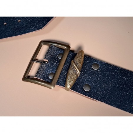 Grand passant ceinture moulé tissé - rectangulaire - bronze- 50 mm - ceinture - maroquinerie - Cuir en stock