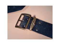 Grand passant ceinture moulé tissé - rectangulaire - bronze- 50 mm - ceinture - maroquinerie - Cuir en stock