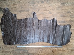 Demi-peau de cuir de vachette ciré pullup gris taupe nuancé - maroquinerie - cuir en stock