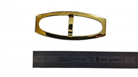Passant rectangulaire ovale réglable - 15 mm - laiton - cuir en stock
