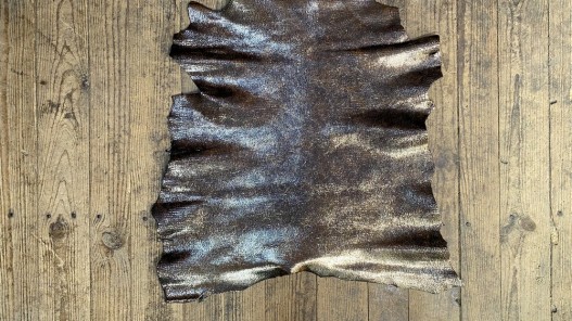 Peau de cuir de chèvre métallisé effet craquelé - bronze - maroquinerie - cuirenstock