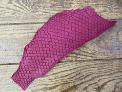 Cuir de poisson Tilapia prune mat maroquinerie bijoux accessoire Cuir en stock