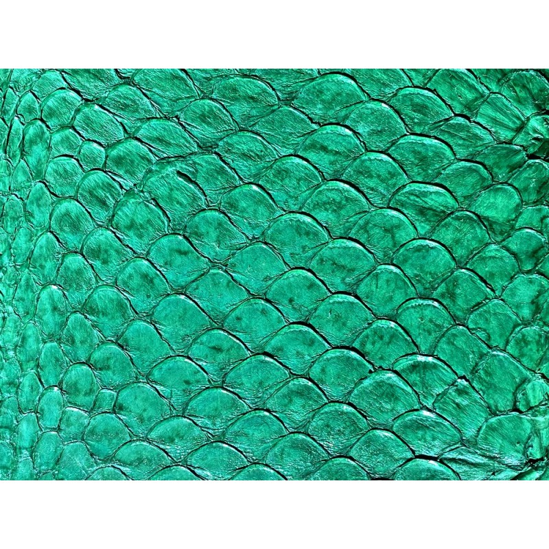 Cuir de poisson Tilapia vert mat maroquinerie bijoux accessoire Cuir en Stock