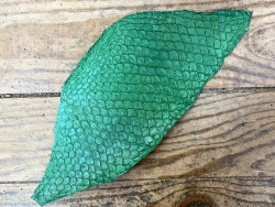 Cuir de poisson Tilapia vert mat maroquinerie bijoux accessoire Cuir en stock