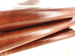 Peau de cuir de karung - Cuir exotique - serpent - Brun caramel - Cuirenstock