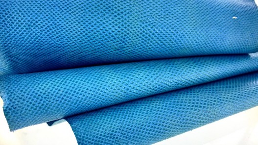 Peau de cuir de karung - Cuir exotique - serpent - Bleu turquoise - Cuirenstock