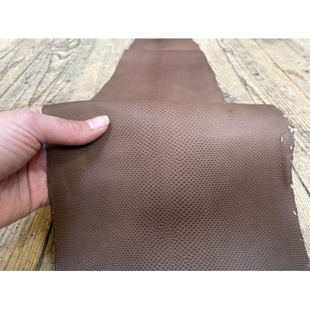 Peau de cuir de karung - Cuir exotique - serpent - Brun café mat - Cuir en Stock