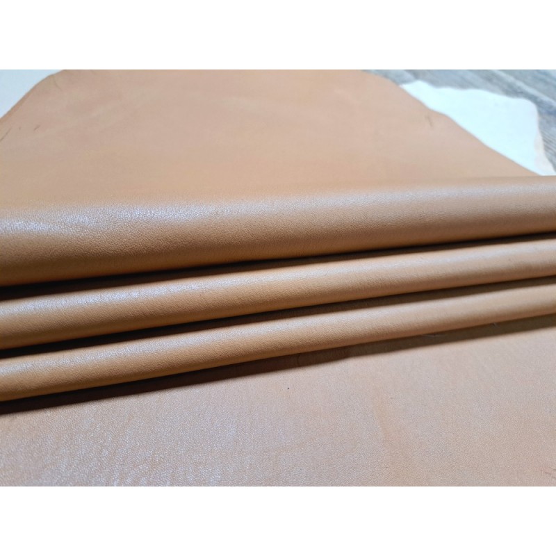 Lot de 3 peaux de cuir stretch identiques - brun caramel - cuir en stock