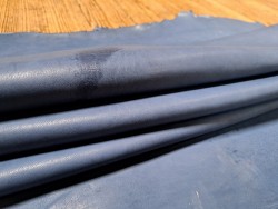 Peau de cuir de mouton métis nappa bleu denim - Cuirenstock