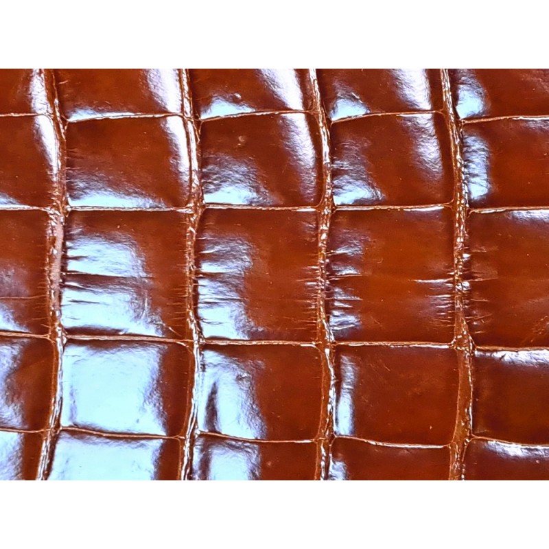 Cuir de crocodile véritable brun caramel satiné maroquinerie bijoux Cuir en Stock