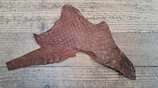 morceau crocodile véritable - brun rouge - Cuir en Stock