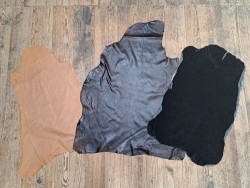 Lot de 3 peaux de cuir stretch - vêtement - maroquinerie - bonnes affaires - cuir en stock