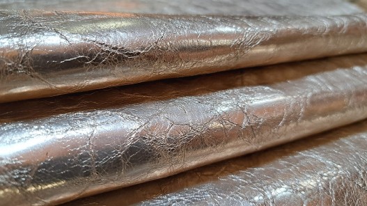 Peau de cuir de chèvre craquelé métallisé - doré - maroquinerie - Cuirenstock