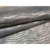 Peau de veau velours métallisé grain croco - Bleu canard - Maroquinerie - Cuir en Stock