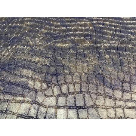 Peau de veau velours métallisé grain croco - Bleu marine- Maroquinerie - Cuirenstock