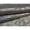 Peau de veau velours métallisé grain croco - Bleu marine- Maroquinerie - Cuir en Stock