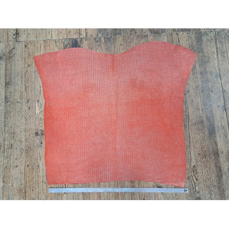 Peau de veau velours tissé - corail - maroquinerie - Cuir en stock