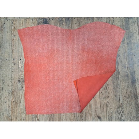 Peau de veau velours tissé - corail - maroquinerie - Cuirenstock