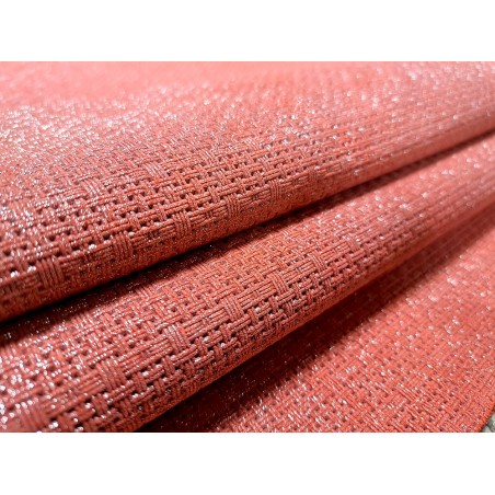 Peau de veau velours tissé - corail - maroquinerie - Cuir en Stock