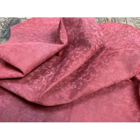 Peau de veau velours camouflage - pailleté framboise - maroquinerie - Cuir en Stock