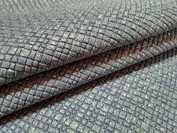Peau de veau velours tressage - bleu jeans - maroquinerie - cuirenstock