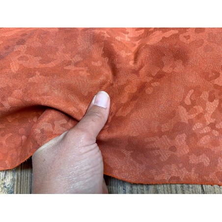 Peau de veau velours camouflage - pailleté corail - maroquinerie - Cuirenstock