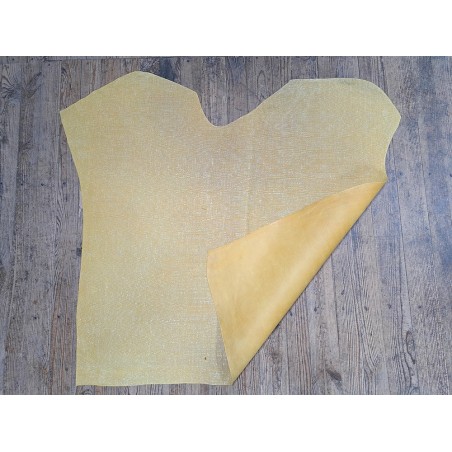 Peau de veau velours pailleté lin - jaune - maroquinerie - Cuir en Stock