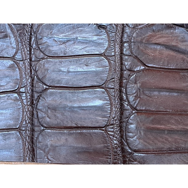 Morceau de cuir crocodile véritable marron mat - cuir en stock