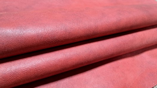 Peau de cuir de chèvre - rouge brique - maroquinerie reliure accessoire - Cuir en Stock