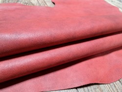Peau de cuir de chèvre - rouge brique - maroquinerie reliure accessoire - Cuir en Stock