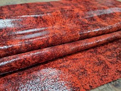 Peau de veau velours marbré - rouge - maroquinerie - cuirenstock
