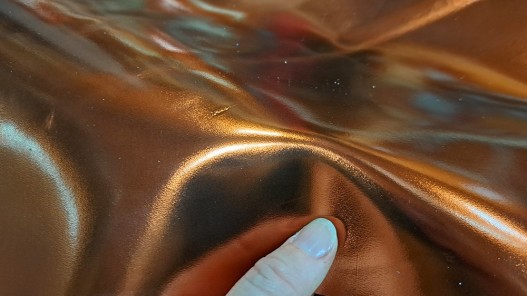 Demi-peau de cuir de vache vernis  - orange métal - Cuirenstock