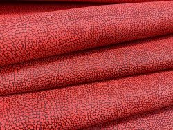 Cuir de vachette nubuck - grain bicolore - rouge et noir - maroquinerie - Cuir en Stock
