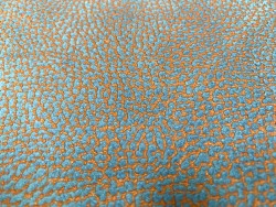 Cuir de vachette nubuck - grain bicolore - bleu et orange - maroquinerie - Cuir en stock
