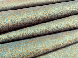 Cuir de vachette nubuck - grain bicolore - bleu et orange - maroquinerie - Cuir en Stock