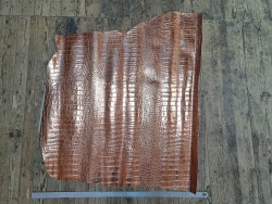 Demi-peau de cuir de veau façon crocodile - cuivre - maroquinerie - Cuir en stock