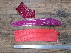 Lot de 3 morceaux de cuir de crocodile véritable rose - bijou - maroquinerie - accessoire - Cuir en stock