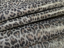 Peau de cuir de chèvre imprimée façon léopard pailleté - maroquinerie - Cuirenstock