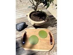 Les dessous de verre en cuir vert olive - décoration et accessoire mode - Cuir en stock