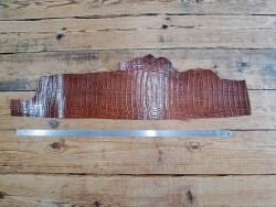 Morceau de collet tannage végétal - crocodile cognac - maroquinerie - ceinture - Cuir en stock