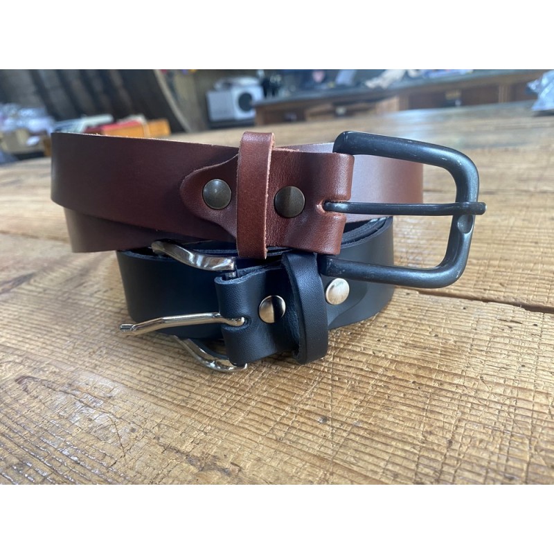 HUGO - Ceinture réversible en cuir italien avec deux boucles - Noir