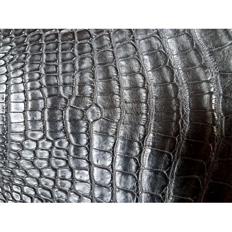 Tête de crocodile - noir mat - accessoire - bijoux - cuir en stock