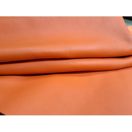 Demi peau de cuir de veau lisse orange - Maroquinerie - Cuirenstock