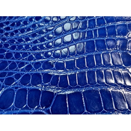 Morceau de cuir crocodile véritable bleu - Cuir en stock